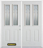 66 In. x 82 In. 2-Lite 2-Panel Pre-Finished White Double Steel Entry Door with Astragal and Brickmould