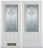 74 In. x 82 In. 3/4 Lite 2-Panel Pre-Finished White Double Steel Entry Door with Astragal and Brickmould
