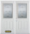 74 In. x 82 In. 1/2 Lite 2-Panel Pre-Finished White Double Steel Entry Door with Astragal and Brickmould