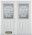 74 In. x 82 In. 1/2 Lite 2-Panel Pre-Finished White Double Steel Entry Door with Astragal and Brickmould