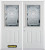 74 In. x 82 In. 1/2 Lite 2-Panel Pre-Finished White Double Steel Entry Door with Astragal and Brickmould