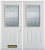 74 In. x 82 In. 1/2 Lite 2-Panel Pre-Finished White Double Steel Entry Door with Astragal and Brickmould