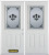 74 In. x 82 In. 1/2 Lite 2-Panel Pre-Finished White Double Steel Entry Door with Astragal and Brickmould