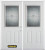 74 In. x 82 In. 1/2 Lite 2-Panel Pre-Finished White Double Steel Entry Door with Astragal and Brickmould