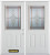 74 In. x 82 In. 1/2 Lite 2-Panel Pre-Finished White Double Steel Entry Door with Astragal and Brickmould