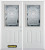 74 In. x 82 In. 1/2 Lite 2-Panel Pre-Finished White Double Steel Entry Door with Astragal and Brickmould