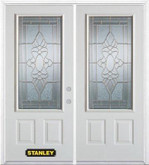 66 In. x 82 In. 3/4 Lite 2-Panel Pre-Finished White Double Steel Entry Door with Astragal and Brickmould
