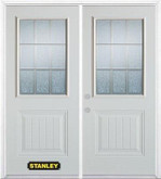 74 In. x 82 In. 1/2 Lite 1-Panel Pre-Finished White Double Steel Entry Door with Astragal and Brickmould