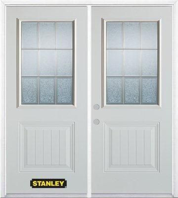 74 In. x 82 In. 1/2 Lite 1-Panel Pre-Finished White Double Steel Entry Door with Astragal and Brickmould