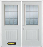 70 In. x 82 In. 1/2 Lite 1-Panel Pre-Finished White Double Steel Entry Door with Astragal and Brickmould