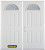 66 In. x 82 In. Fan Lite 4-Panel Pre-Finished White Double Steel Entry Door with Astragal and Brickmould