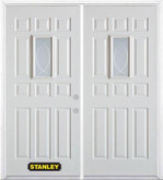 70 In. x 82 In. 9 In. x 19 In. Rectangular Lite 11-Panel Pre-Finished White Double Steel Entry Door with Astragal and Brickmould
