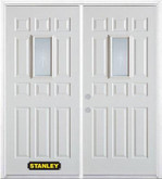 66 In. x 82 In. 9 In. x 19 In. Rectangular Lite 11-Panel Pre-Finished White Double Steel Entry Door with Astragal and Brickmould