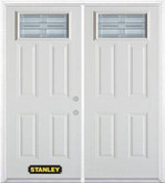 70 In. x 82 In. Rectangular Lite 4-Panel Pre-Finished White Double Steel Entry Door with Astragal and Brickmould