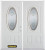 74 In. x 82 In. 3/4 Oval Lite Pre-Finished White Double Steel Entry Door with Astragal and Brickmould