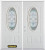 74 In. x 82 In. 3/4 Oval Lite Pre-Finished White Double Steel Entry Door with Astragal and Brickmould