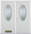 74 In. x 82 In. 3/4 Oval Lite Pre-Finished White Double Steel Entry Door with Astragal and Brickmould