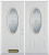 74 In. x 82 In. 3/4 Oval Lite Pre-Finished White Double Steel Entry Door with Astragal and Brickmould