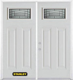 66 In. x 82 In. 1/4 Lite 2-Panel Pre-Finished White Double Steel Entry Door with Astragal and Brickmould