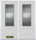 74 In. x 82 In. 3/4 Lite 1-Panel Pre-Finished White Double Steel Entry Door with Astragal and Brickmould