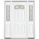 69"x80"x4 9/16" Providence Brass Camber Fan Lite Right Hand Entry Door with Brickmould