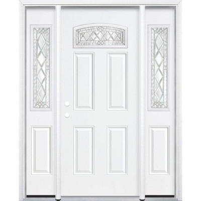 67"x80"x6 9/16" Halifax Nickel Camber Fan Lite Right Hand Entry Door with Brickmould