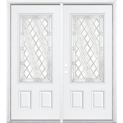 72"x80"x4 9/16" Halifax Nickel 3/4 Lite Right Hand Entry Door with Brickmould