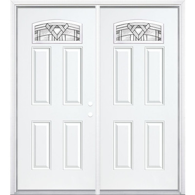 72"x80"x4 9/16" Chatham Antique Black Camber Fan Lite Left Hand Entry Door with Brickmould