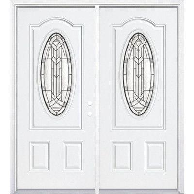 64"x80"x6 9/16" Chatham Antique Black 3/4 Oval Lite Left Hand Entry Door with Brickmould