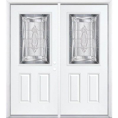 72"x80"x6 9/16" Providence Nickel Half Lite Left Hand Entry Door with Brickmould