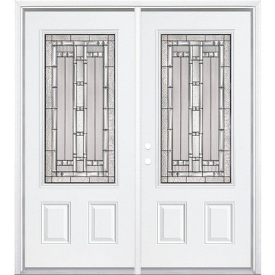 68"x80"x4 9/16" Elmhurst Antique Black 3/4 Lite Right Hand Entry Door with Brickmould