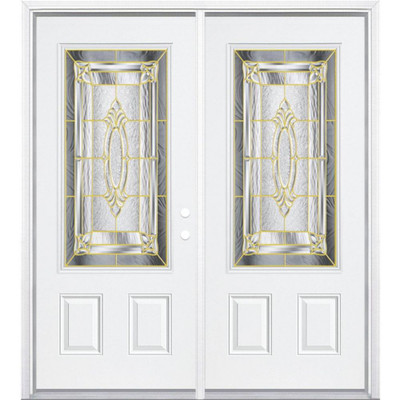 64"x80"x6 9/16" Providence Brass 3/4 Lite Left Hand Entry Door with Brickmould