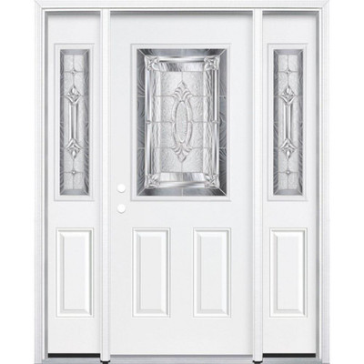 69"x80"x4 9/16" Providence Nickel Half Lite Right Hand Entry Door with Brickmould