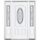 69"x80"x4 9/16" Providence Nickel 3/4 Oval Lite Right Hand Entry Door with Brickmould
