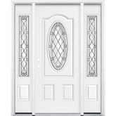 67"x80"x6 9/16" Halifax Antique Black 3/4 Oval Lite Right Hand Entry Door with Brickmould