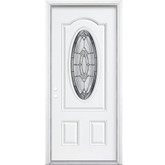 32 In. x 80 In. x 4 9/16 In. Providence Antique Black 3/4 Oval Lite Right Hand Entry Door with Brickmould