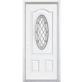 36 In. x 80 In. x 4 9/16 In. Halifax Antique Black 3/4 Oval Lite Right Hand Entry Door with Brickmould