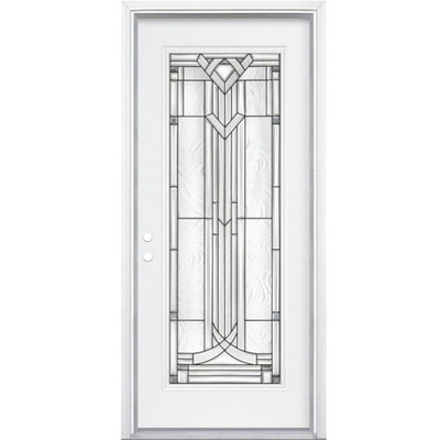 32 In. x 80 In. x 4 9/16 In. Chatham Antique Black Full Lite Right Hand Entry Door with Brickmould