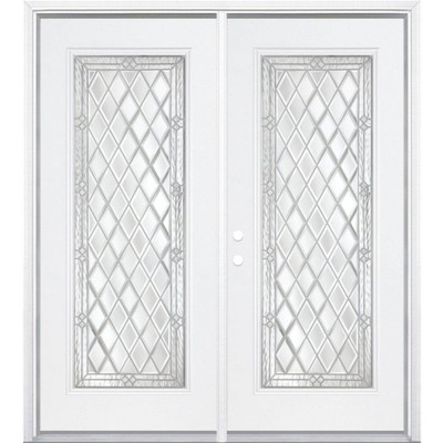 68"x80"x4 9/16" Halifax Nickel Full Lite Right Hand Entry Door with Brickmould
