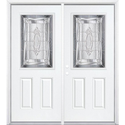 72"x80"x6 9/16" Providence Nickel Half Lite Right Hand Entry Door with Brickmould