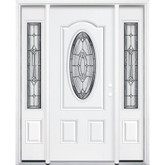67"x80"x4 9/16" Providence Antique Black 3/4 Oval Lite Right Hand Entry Door with Brickmould