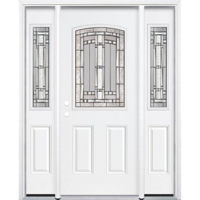 67"x80"x6 9/16" Elmhurst Antique Black Half Lite Right Hand Entry Door with Brickmould