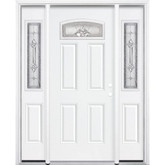 67"x80"x4 9/16" Providence Nickel Camber Fan Lite Left Hand Entry Door with Brickmould