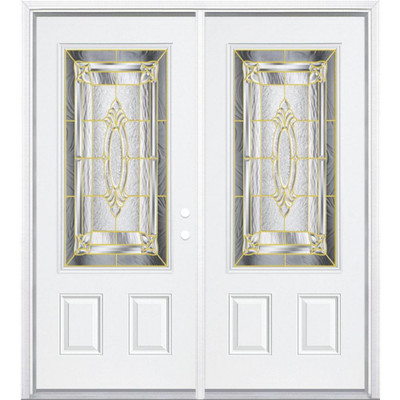 68"x80"x4 9/16" Providence Brass 3/4 Lite Left Hand Entry Door with Brickmould