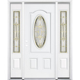 69"x80"x4 9/16" Providence Brass 3/4 Oval Lite Right Hand Entry Door with Brickmould