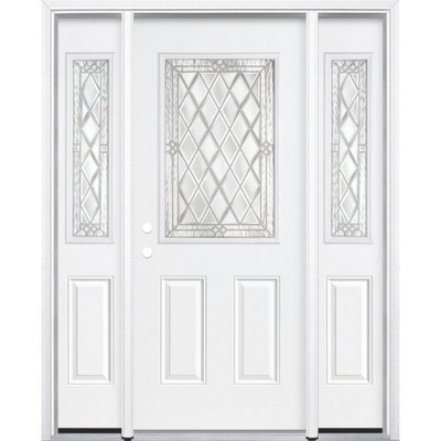 65"x80"x4 9/16" Halifax Nickel Half Lite Right Hand Entry Door with Brickmould