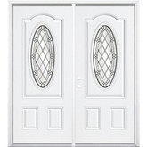 72"x80"x4 9/16" Halifax Antique Black 3/4 Oval Lite Right Hand Entry Door with Brickmould