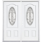 68"x80"x4 9/16" Chatham Antique Black 3/4 Oval Lite Right Hand Entry Door with Brickmould