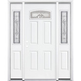 69"x80"x6 9/16" Providence Nickel Camber Fan Lite Right Hand Entry Door with Brickmould
