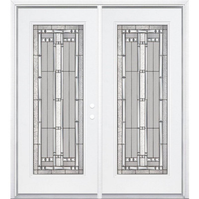 72"x80"x4 9/16" Elmhurst Antique Black Camber Full Lite Left Hand Entry Door with Brickmould